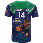 Custom NRL Warriors NAIDOC Week T Shirt Keep The Fire Burning Indigenous Art