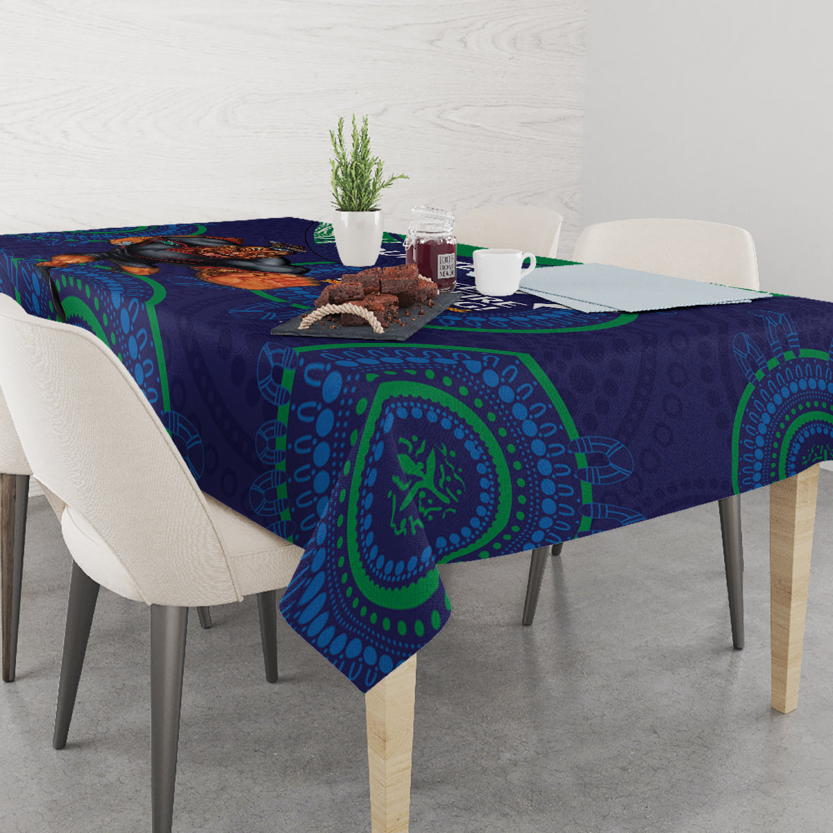Custom NRL Warriors NAIDOC Week Tablecloth Keep The Fire Burning Indigenous Art