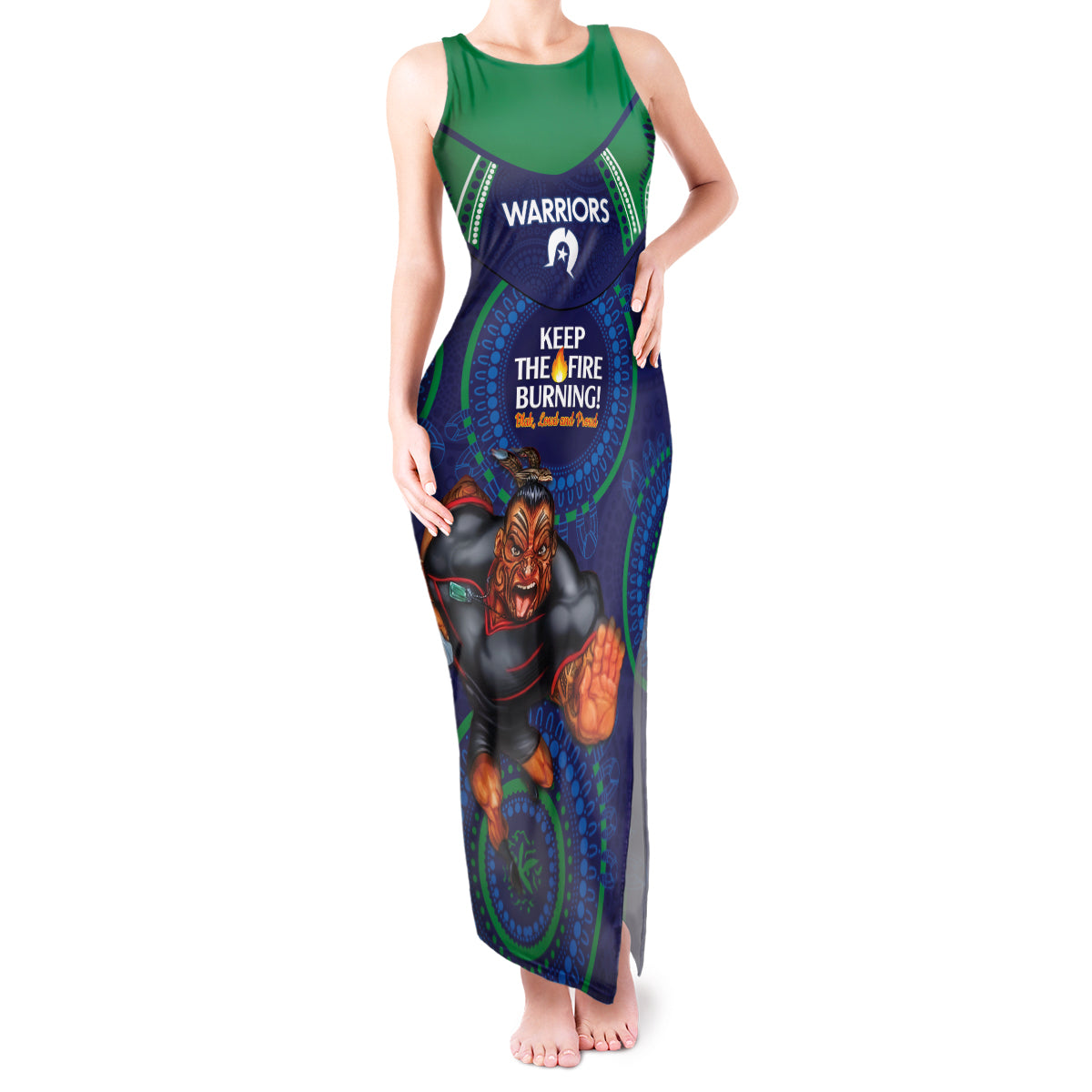 Custom NRL Warriors NAIDOC Week Tank Maxi Dress Keep The Fire Burning Indigenous Art
