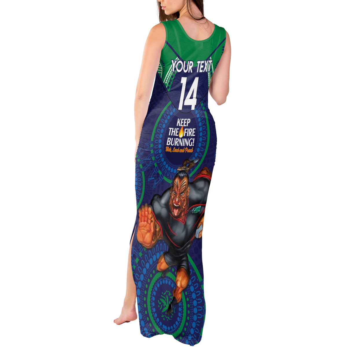 Custom NRL Warriors NAIDOC Week Tank Maxi Dress Keep The Fire Burning Indigenous Art