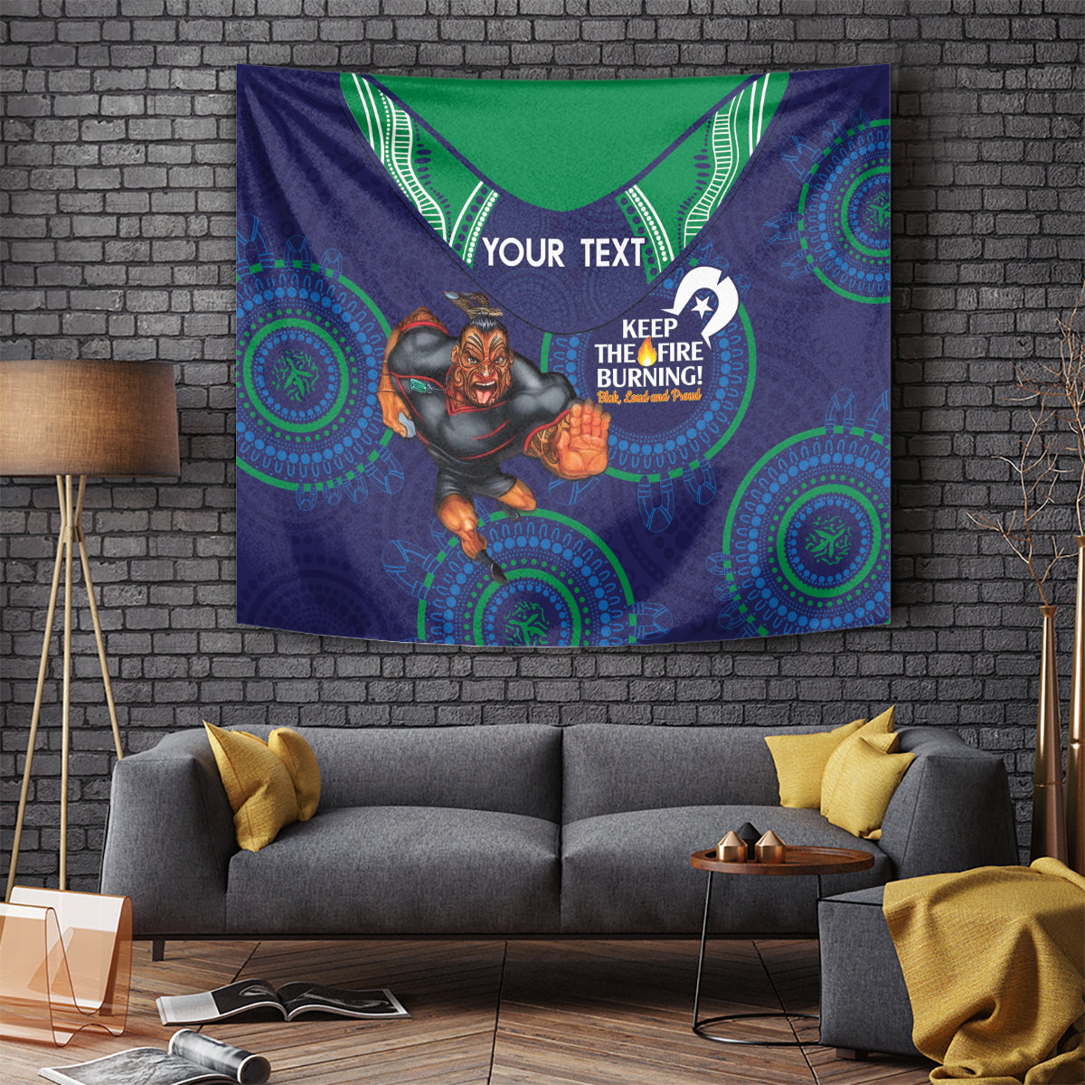 Custom NRL Warriors NAIDOC Week Tapestry Keep The Fire Burning Indigenous Art