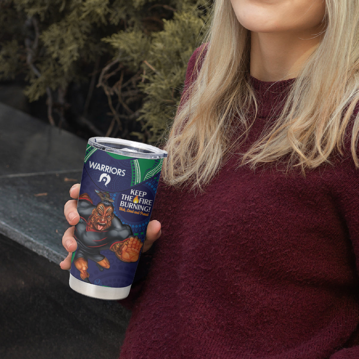 NRL Warriors NAIDOC Week Tumbler Cup Keep The Fire Burning Indigenous Art