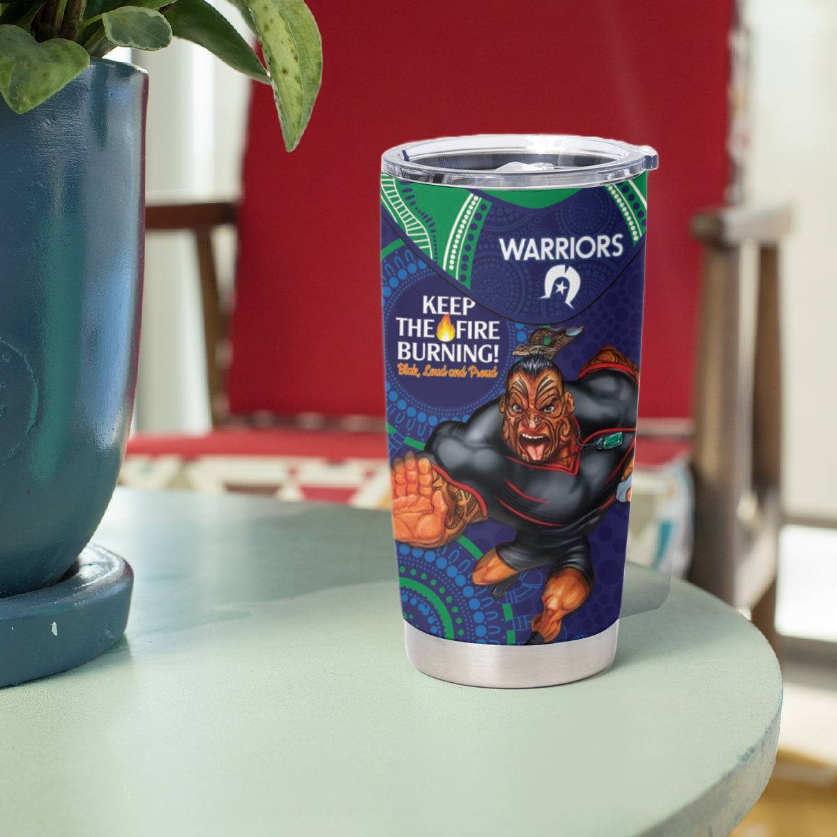 NRL Warriors NAIDOC Week Tumbler Cup Keep The Fire Burning Indigenous Art