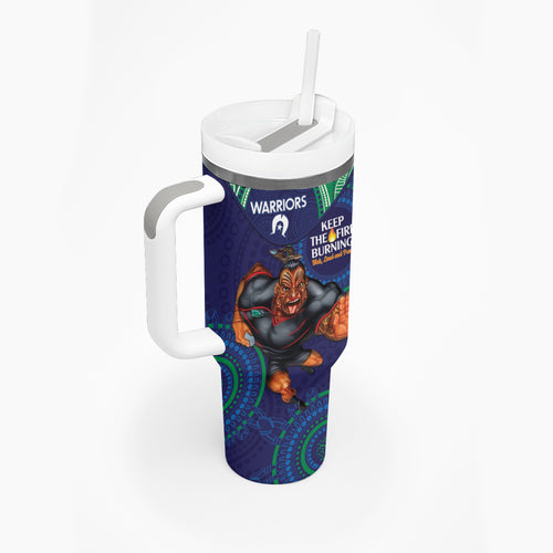 NRL Warriors NAIDOC Week Tumbler With Handle Keep The Fire Burning Indigenous Art