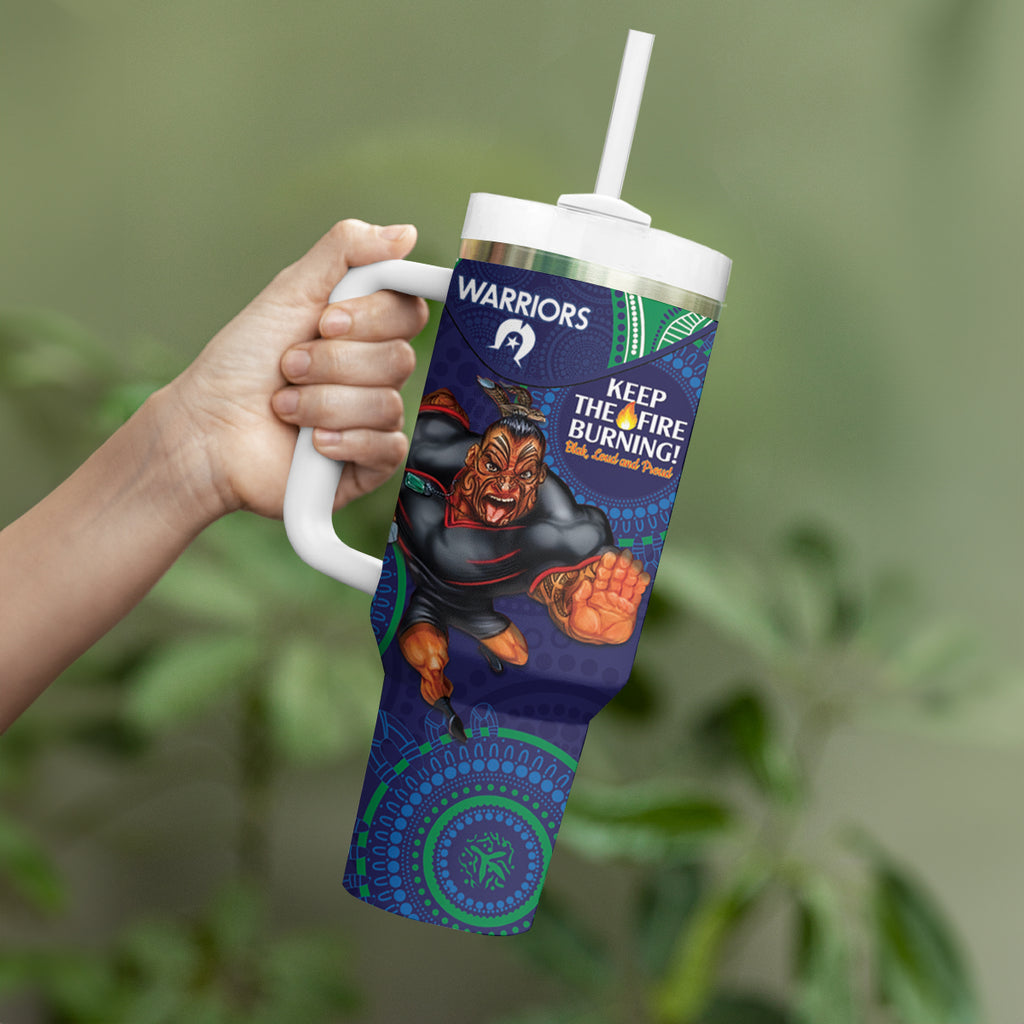 NRL Warriors NAIDOC Week Tumbler With Handle Keep The Fire Burning Indigenous Art