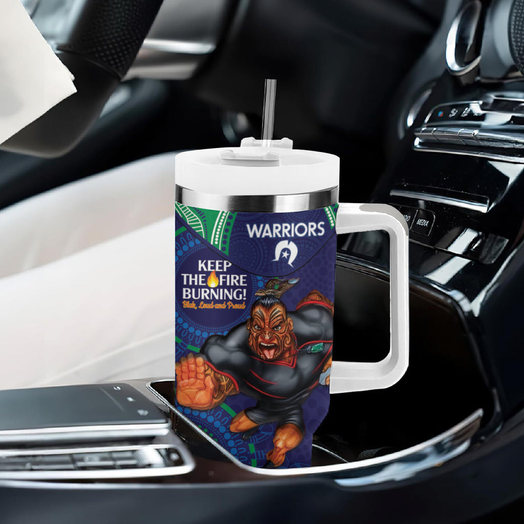 NRL Warriors NAIDOC Week Tumbler With Handle Keep The Fire Burning Indigenous Art