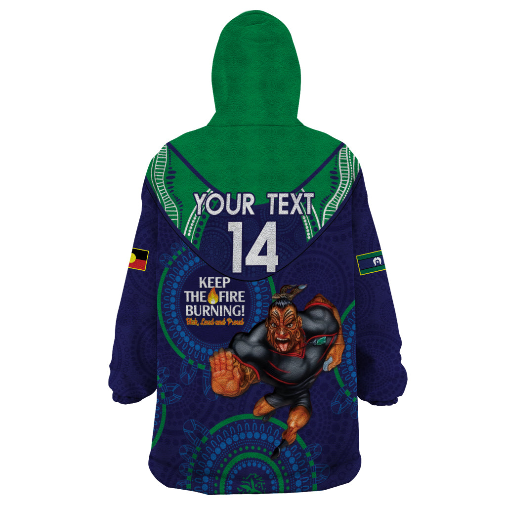 Custom NRL Warriors NAIDOC Week Wearable Blanket Hoodie Keep The Fire Burning Indigenous Art