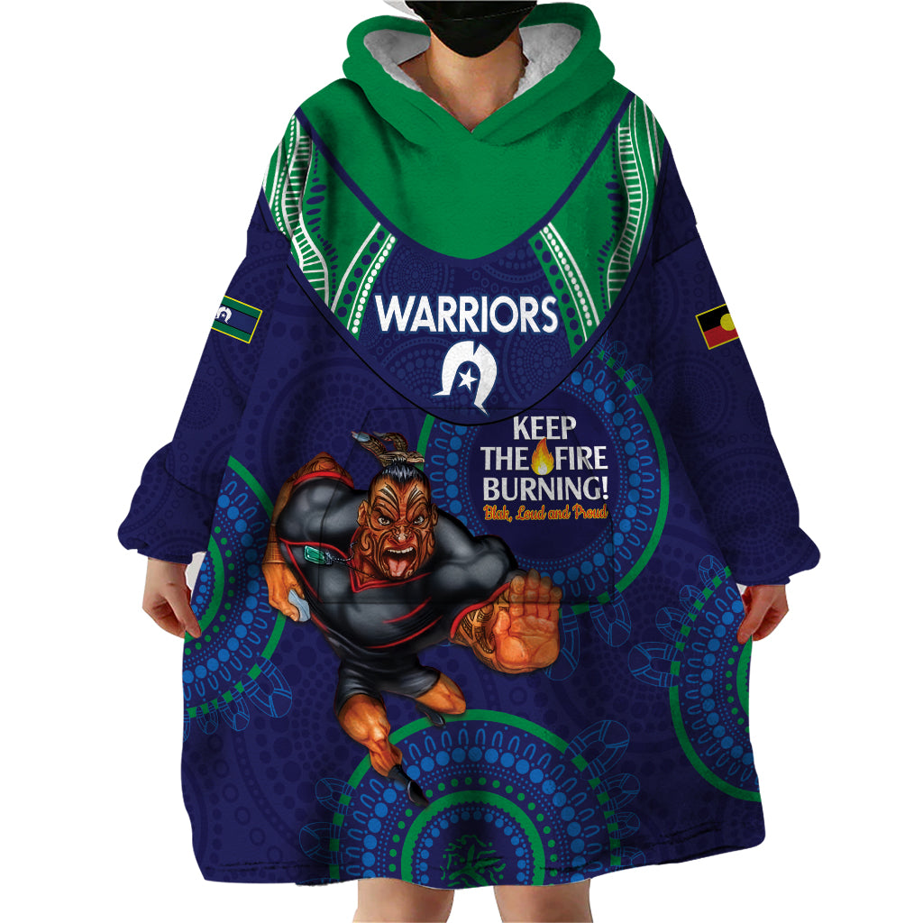 Custom NRL Warriors NAIDOC Week Wearable Blanket Hoodie Keep The Fire Burning Indigenous Art