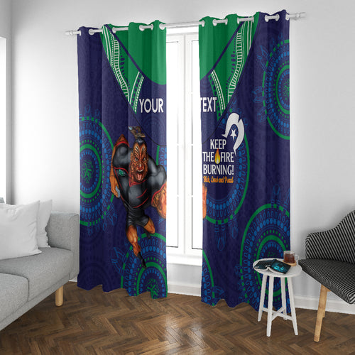 Custom NRL Warriors NAIDOC Week Window Curtain Keep The Fire Burning Indigenous Art