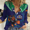 Custom NRL Warriors NAIDOC Week Women Casual Shirt Keep The Fire Burning Indigenous Art