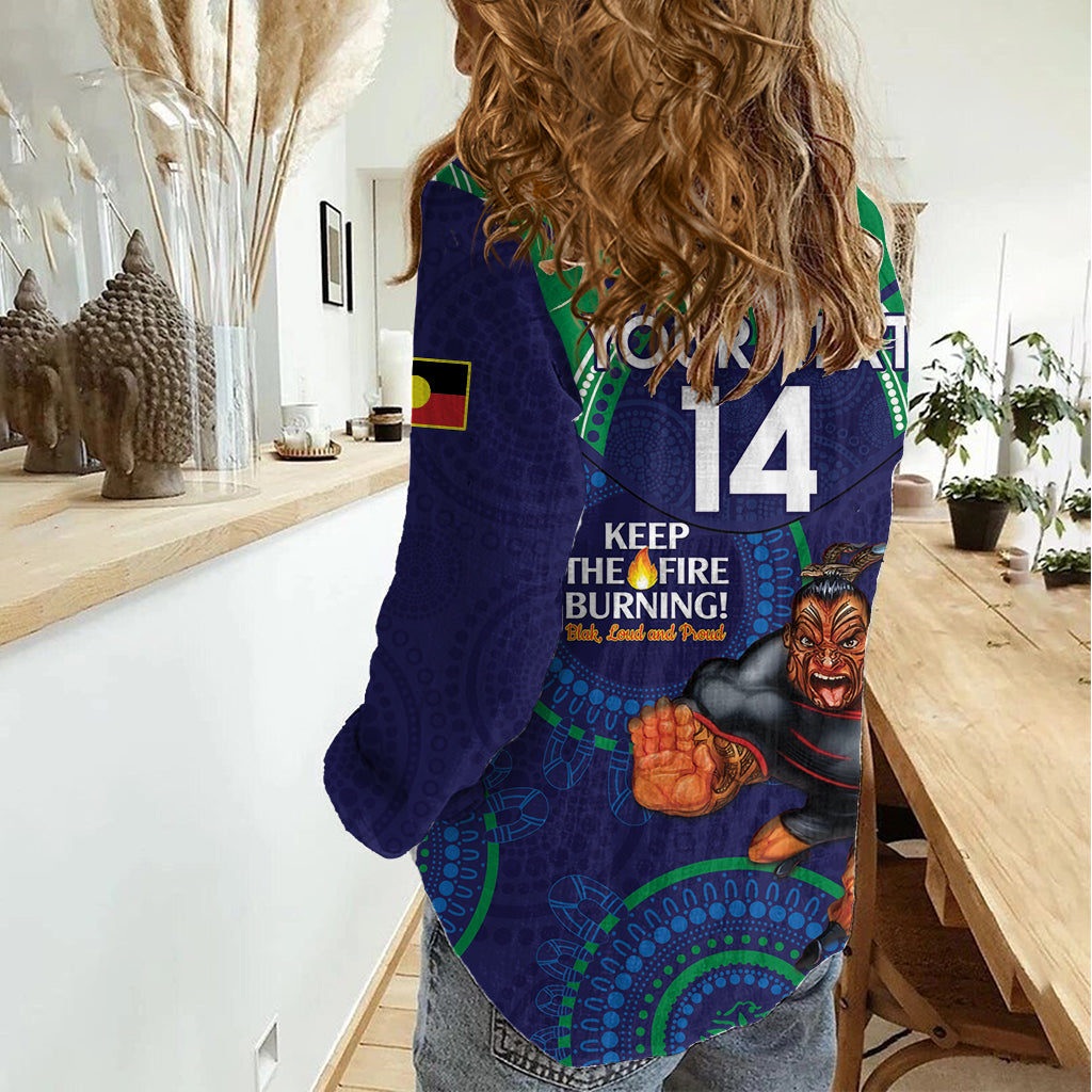 Custom NRL Warriors NAIDOC Week Women Casual Shirt Keep The Fire Burning Indigenous Art