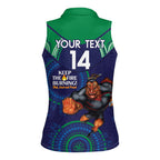 Custom NRL Warriors NAIDOC Week Women Sleeveless Polo Shirt Keep The Fire Burning Indigenous Art
