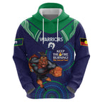 Custom NRL Warriors NAIDOC Week Zip Hoodie Keep The Fire Burning Indigenous Art