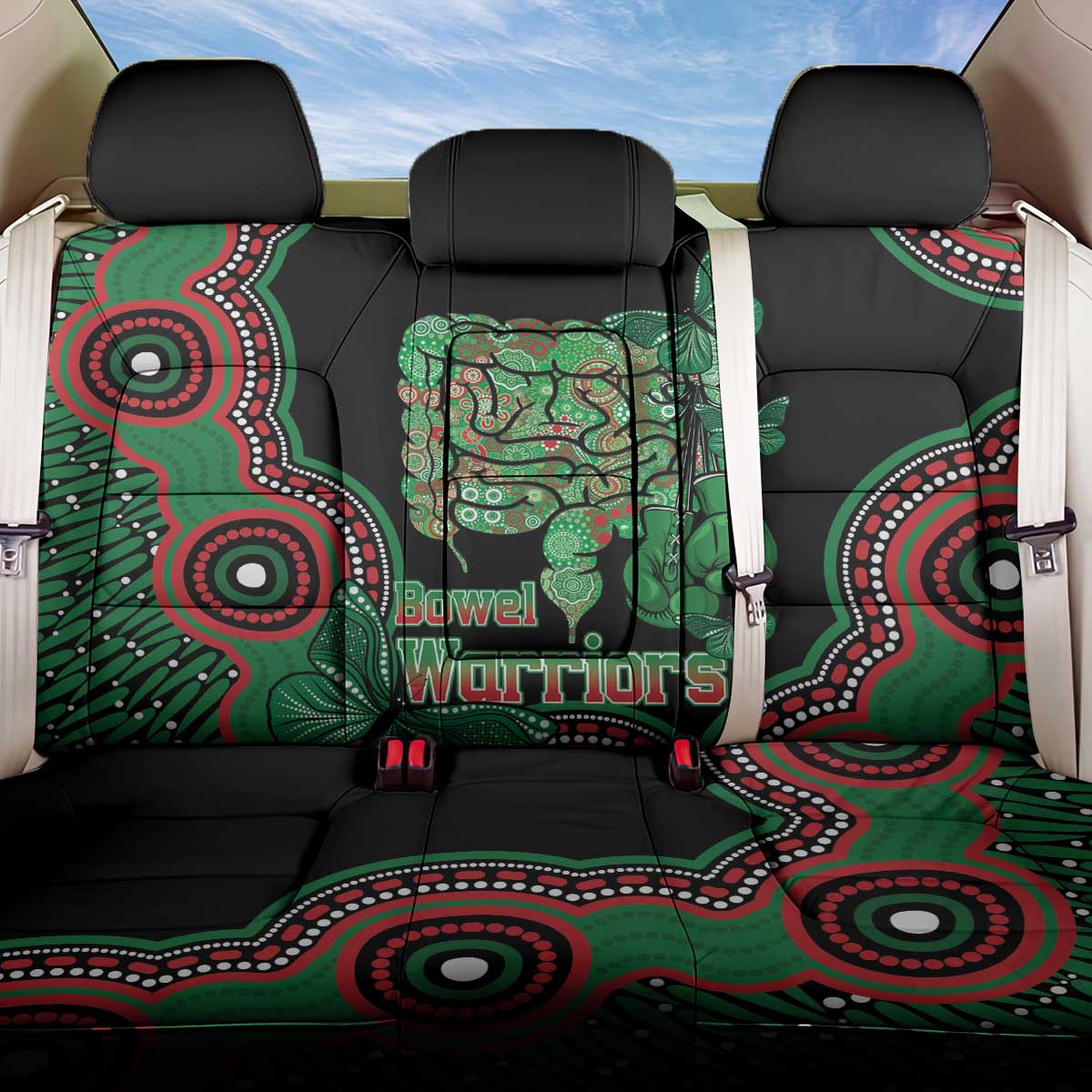 Australia Bowel Cancer Awareness Month Back Car Seat Cover Boxing Gloves Warriors Aboriginal Art