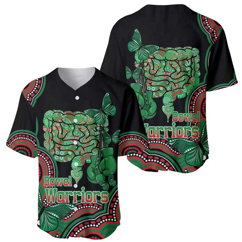 Australia Bowel Cancer Awareness Month Baseball Jersey Boxing Gloves Warriors Aboriginal Art