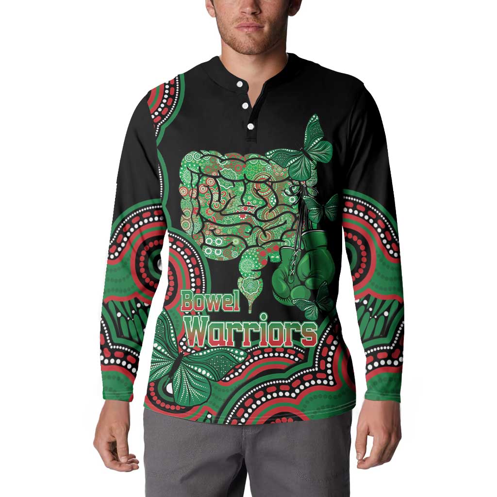 Australia Bowel Cancer Awareness Month Button Sweatshirt Boxing Gloves Warriors Aboriginal Art