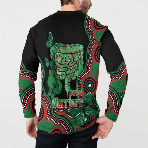 Australia Bowel Cancer Awareness Month Button Sweatshirt Boxing Gloves Warriors Aboriginal Art