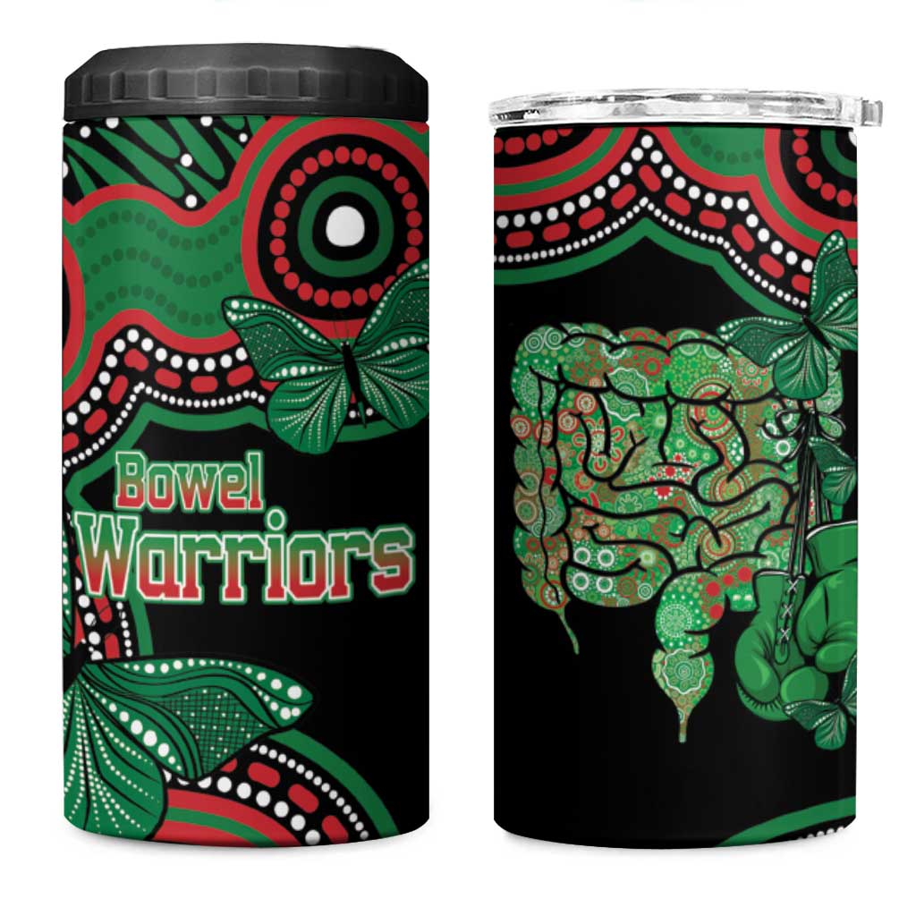 Australia Bowel Cancer Awareness Month 4 in 1 Can Cooler Tumbler Boxing Gloves Warriors Aboriginal Art