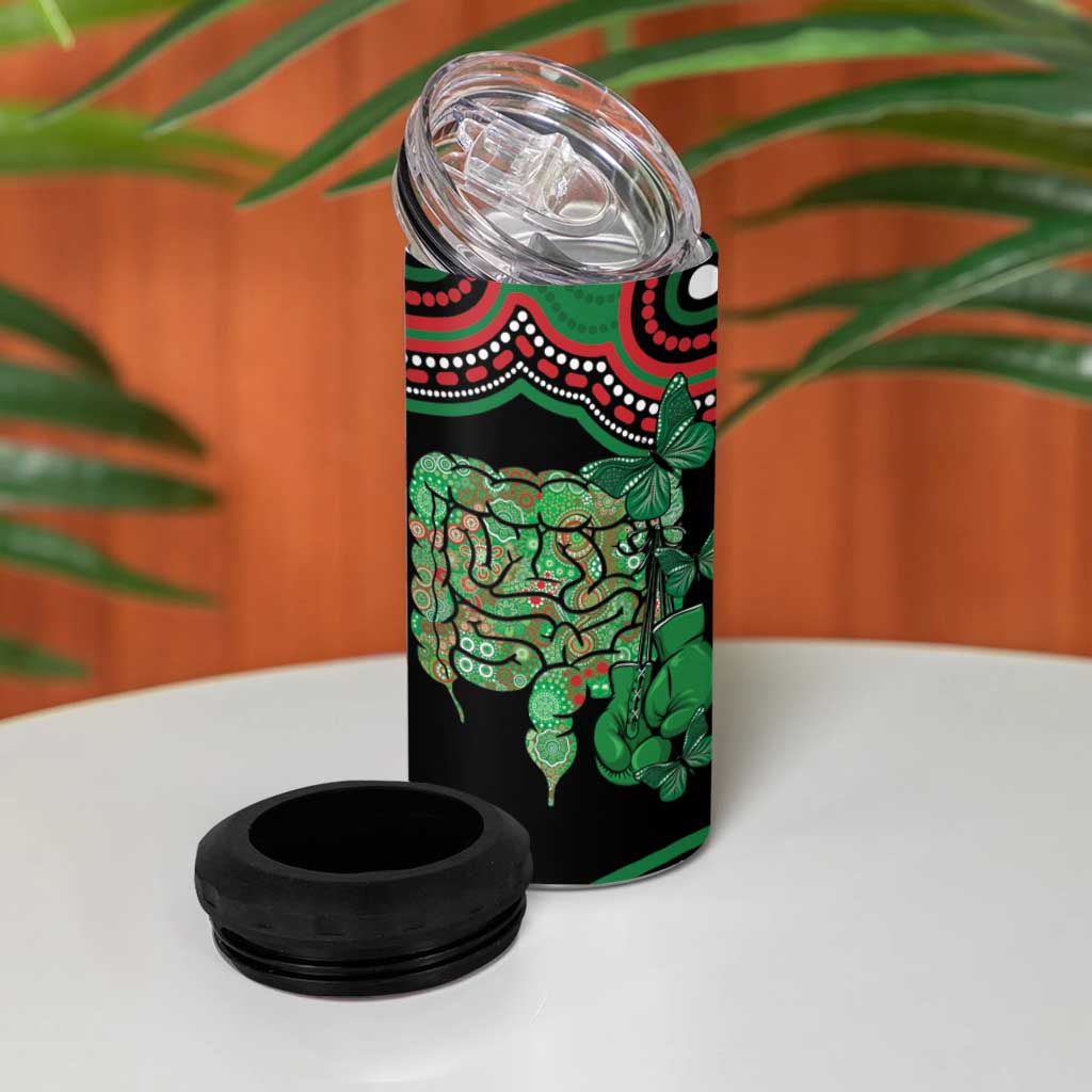 Australia Bowel Cancer Awareness Month 4 in 1 Can Cooler Tumbler Boxing Gloves Warriors Aboriginal Art