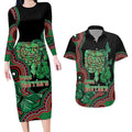 Australia Bowel Cancer Awareness Month Couples Matching Long Sleeve Bodycon Dress and Hawaiian Shirt Boxing Gloves Warriors Aboriginal Art