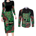 Australia Bowel Cancer Awareness Month Couples Matching Long Sleeve Bodycon Dress and Long Sleeve Button Shirt Boxing Gloves Warriors Aboriginal Art