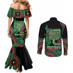 Australia Bowel Cancer Awareness Month Couples Matching Mermaid Dress and Long Sleeve Button Shirt Boxing Gloves Warriors Aboriginal Art