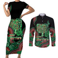 Australia Bowel Cancer Awareness Month Couples Matching Short Sleeve Bodycon Dress and Long Sleeve Button Shirt Boxing Gloves Warriors Aboriginal Art