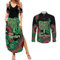 Australia Bowel Cancer Awareness Month Couples Matching Summer Maxi Dress and Long Sleeve Button Shirt Boxing Gloves Warriors Aboriginal Art