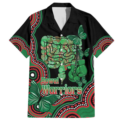 Australia Bowel Cancer Awareness Month Family Matching Long Sleeve Bodycon Dress and Hawaiian Shirt Boxing Gloves Warriors Aboriginal Art