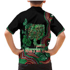 Australia Bowel Cancer Awareness Month Family Matching Mermaid Dress and Hawaiian Shirt Boxing Gloves Warriors Aboriginal Art
