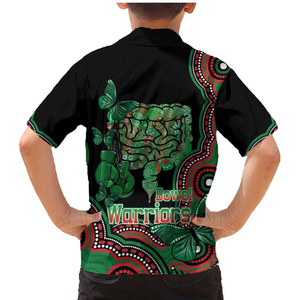 Australia Bowel Cancer Awareness Month Family Matching Mermaid Dress and Hawaiian Shirt Boxing Gloves Warriors Aboriginal Art