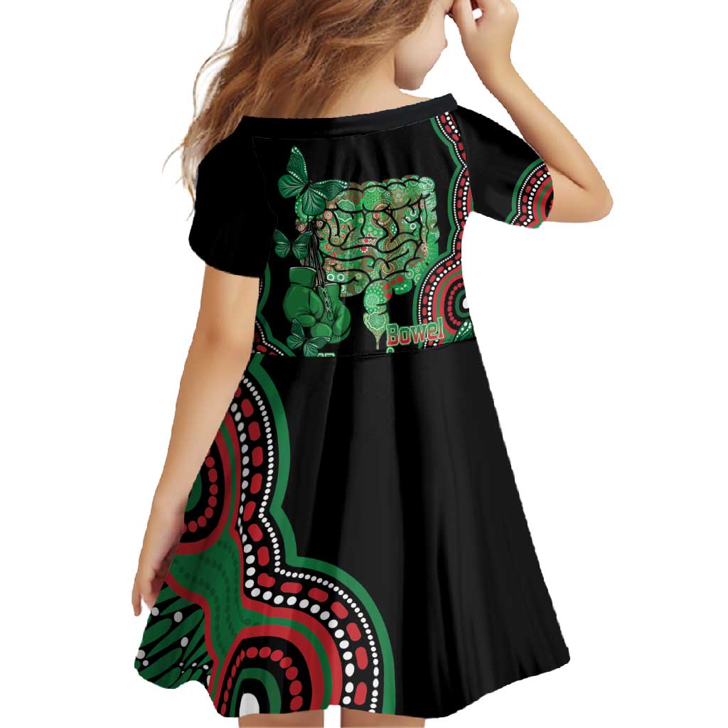 Australia Bowel Cancer Awareness Month Family Matching Off Shoulder Maxi Dress and Hawaiian Shirt Boxing Gloves Warriors Aboriginal Art