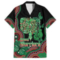 Australia Bowel Cancer Awareness Month Family Matching Puletasi and Hawaiian Shirt Boxing Gloves Warriors Aboriginal Art