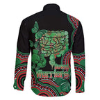 Australia Bowel Cancer Awareness Month Family Matching Puletasi and Hawaiian Shirt Boxing Gloves Warriors Aboriginal Art