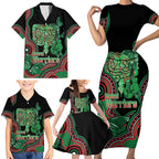 Australia Bowel Cancer Awareness Month Family Matching Short Sleeve Bodycon Dress and Hawaiian Shirt Boxing Gloves Warriors Aboriginal Art