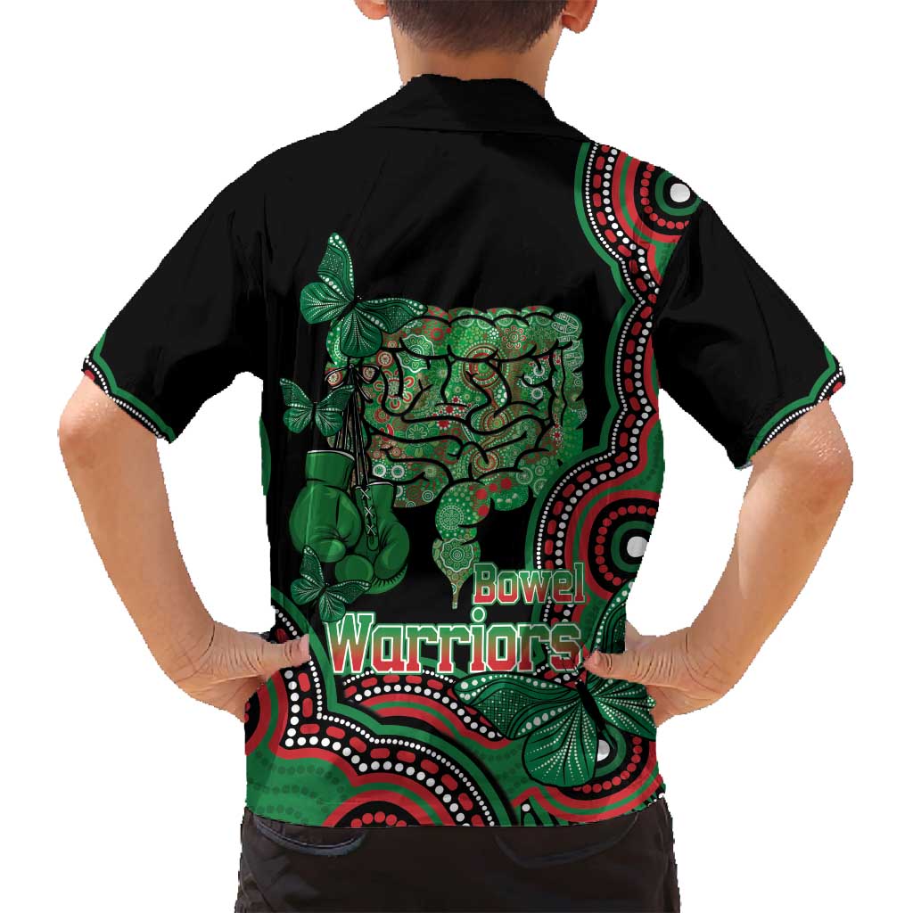Australia Bowel Cancer Awareness Month Family Matching Summer Maxi Dress and Hawaiian Shirt Boxing Gloves Warriors Aboriginal Art