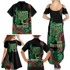 Australia Bowel Cancer Awareness Month Family Matching Summer Maxi Dress and Hawaiian Shirt Boxing Gloves Warriors Aboriginal Art