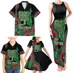 Australia Bowel Cancer Awareness Month Family Matching Tank Maxi Dress and Hawaiian Shirt Boxing Gloves Warriors Aboriginal Art