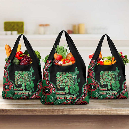Australia Bowel Cancer Awareness Month Grocery Bag Boxing Gloves Warriors Aboriginal Art