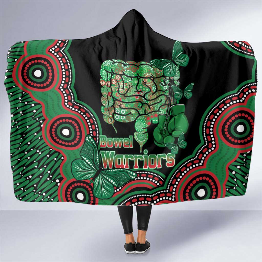 Australia Bowel Cancer Awareness Month Hooded Blanket Boxing Gloves Warriors Aboriginal Art