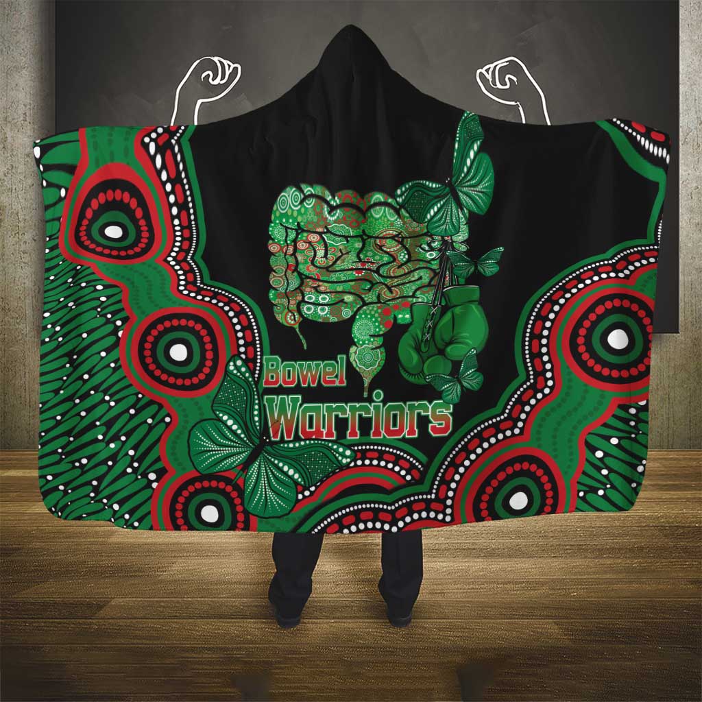 Australia Bowel Cancer Awareness Month Hooded Blanket Boxing Gloves Warriors Aboriginal Art