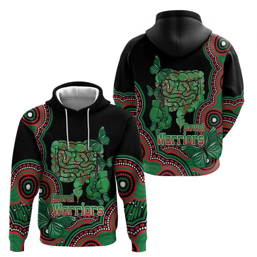 Australia Bowel Cancer Awareness Month Hoodie Boxing Gloves Warriors Aboriginal Art