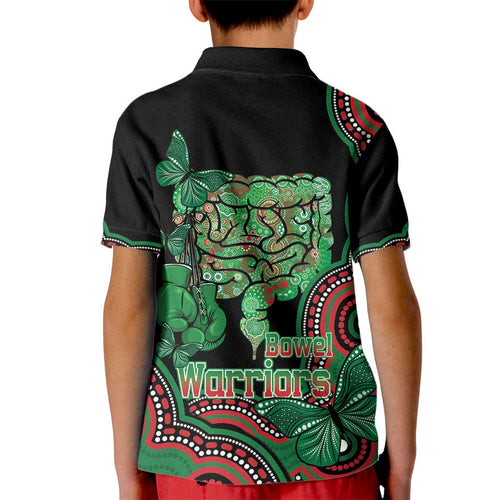 Australia Bowel Cancer Awareness Month Kid Polo Shirt Boxing Gloves Warriors Aboriginal Art