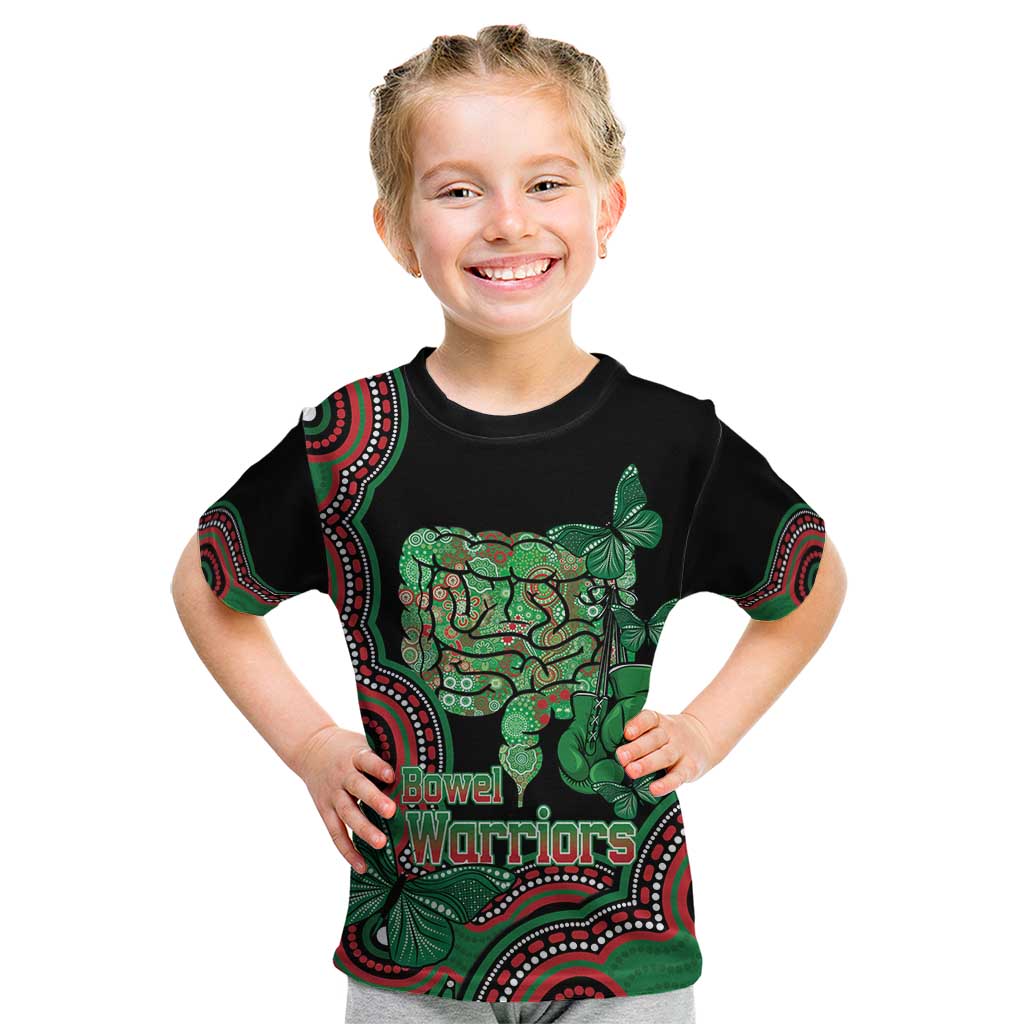 Australia Bowel Cancer Awareness Month Kid T Shirt Boxing Gloves Warriors Aboriginal Art