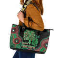 Australia Bowel Cancer Awareness Month Leather Tote Bag Boxing Gloves Warriors Aboriginal Art