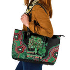 Australia Bowel Cancer Awareness Month Leather Tote Bag Boxing Gloves Warriors Aboriginal Art