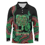 Australia Bowel Cancer Awareness Month Long Sleeve Polo Shirt Boxing Gloves Warriors Aboriginal Art