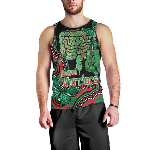 Australia Bowel Cancer Awareness Month Men Tank Top Boxing Gloves Warriors Aboriginal Art