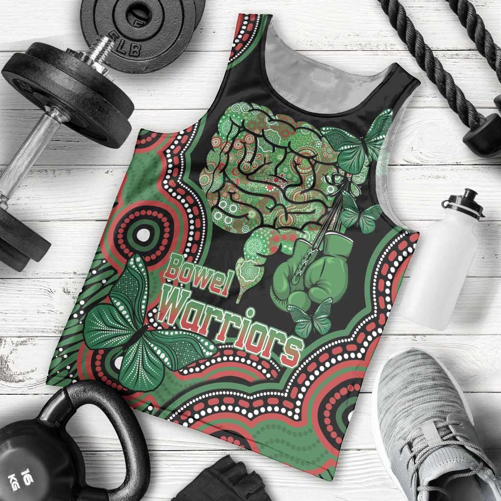 Australia Bowel Cancer Awareness Month Men Tank Top Boxing Gloves Warriors Aboriginal Art