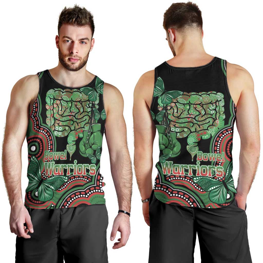 Australia Bowel Cancer Awareness Month Men Tank Top Boxing Gloves Warriors Aboriginal Art